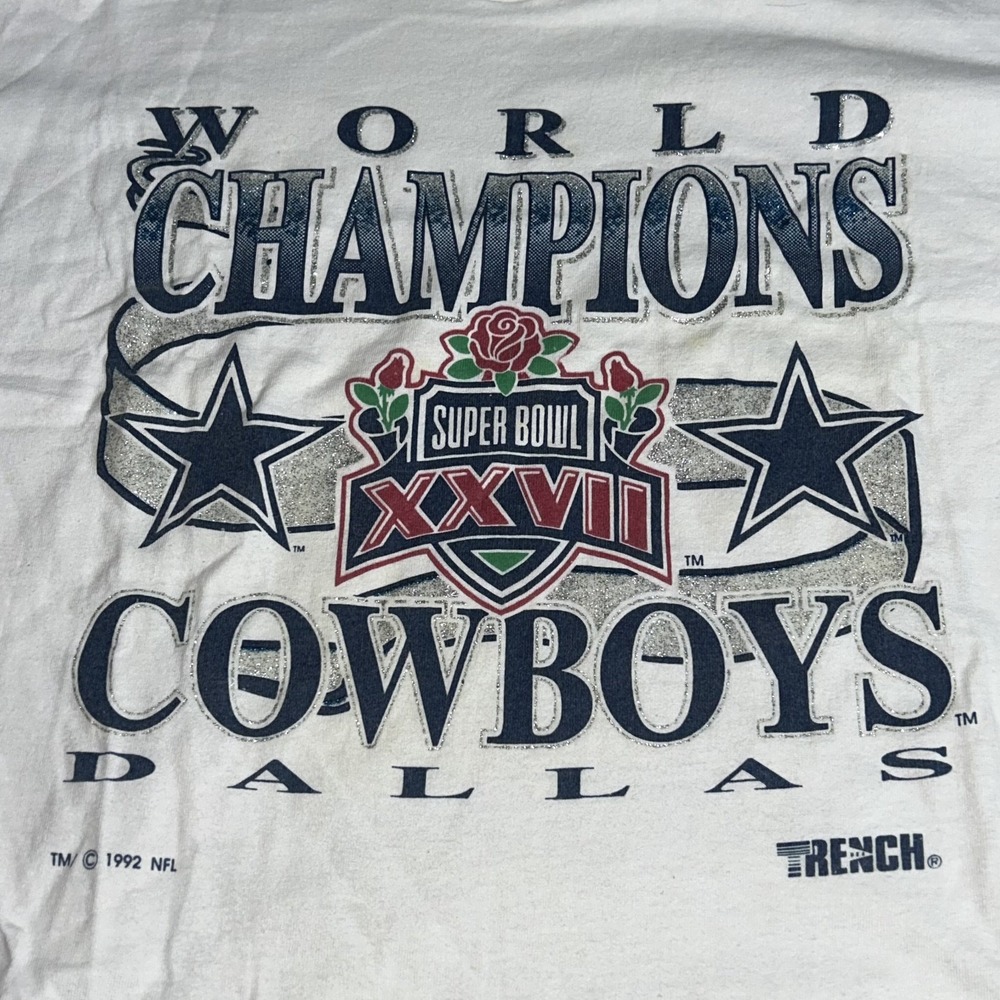 Vintage 1992 Dallas Cowboys Super Bowl XXVII NFL Made USA Fruit Loom XL Tee